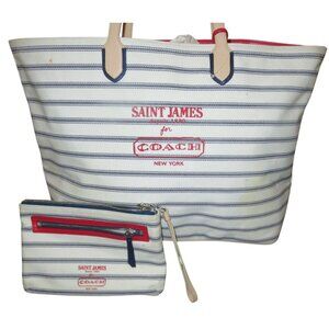 Coach Saint James limited legacy striped canvas weekender tote & pochette set